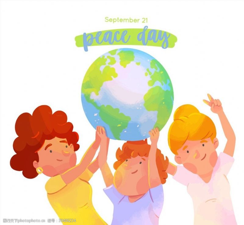 世界地球日和平日人物和地球图片