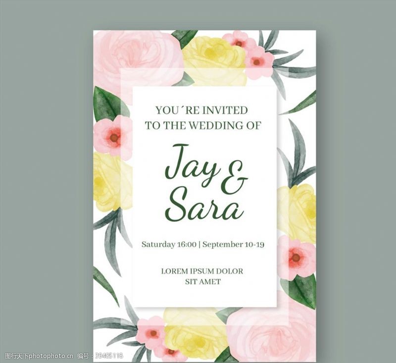 婚礼名片花朵婚礼邀请卡图片