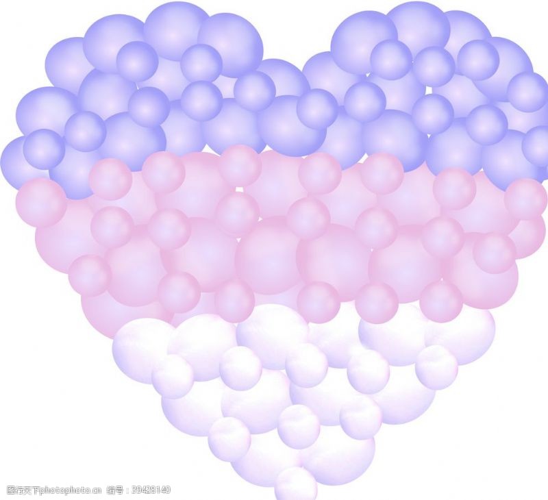 气球装饰婚礼粉紫色爱心气球效果ai文件图片