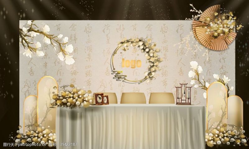 春天背景墙婚礼图片
