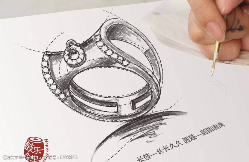 彩钻戒指设计概念图图片