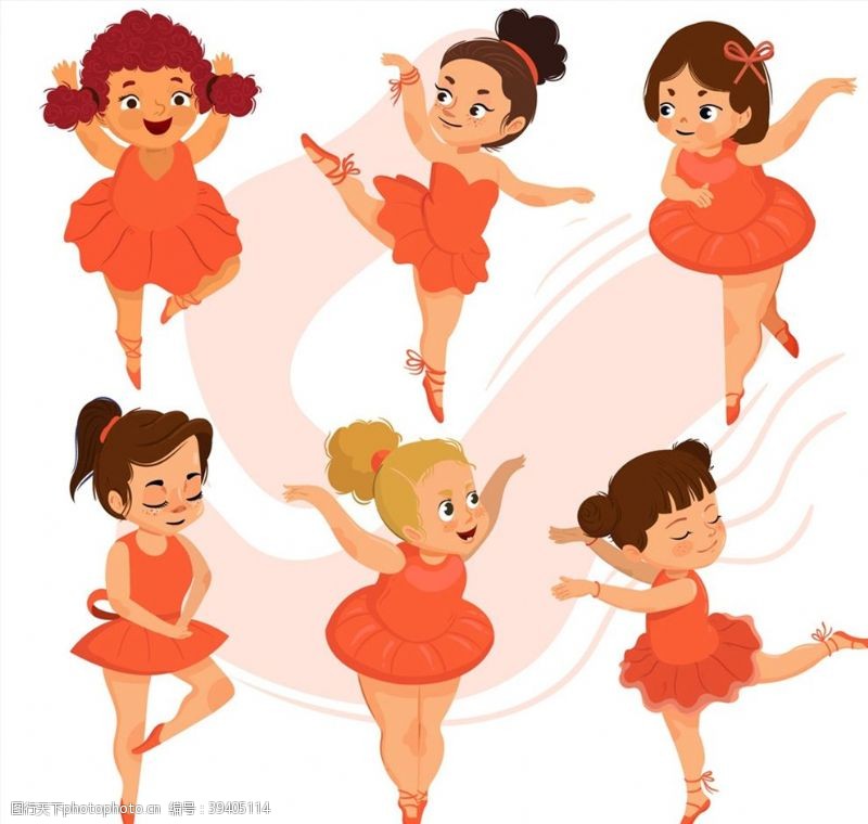 红裙子卡通芭蕾舞女孩图片