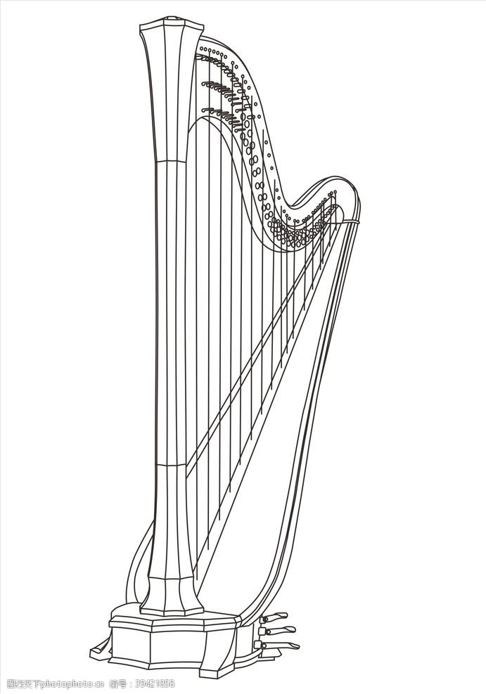 西洋乐器竖琴图片