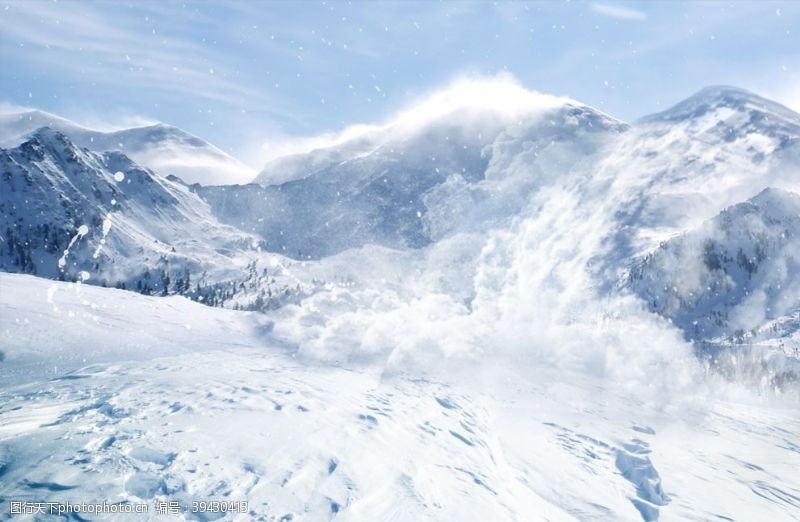 雪山雪崩白色山峰背景海报素材图片