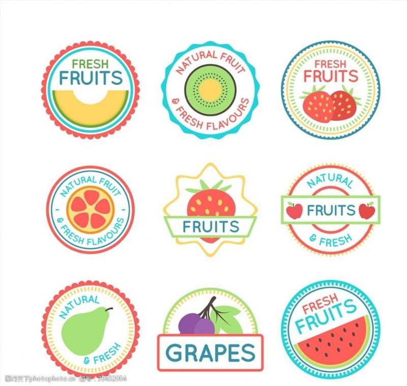 猕猴桃广告圆形水果标签图片