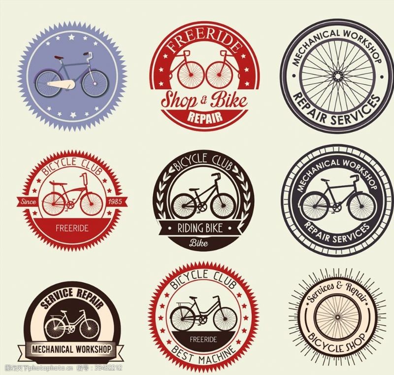 自行车乐部自行车元素标签图片