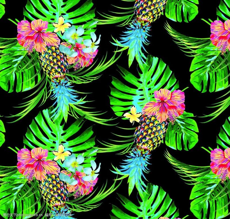 百合花菠萝叶子背景图片