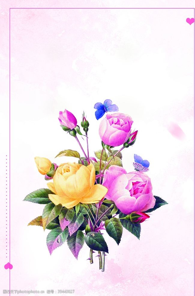 妇女节促销粉色清新花卉情人节背景图片