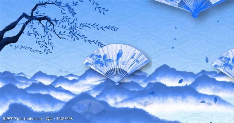 视频素材高清中国风扇子动画背景视频