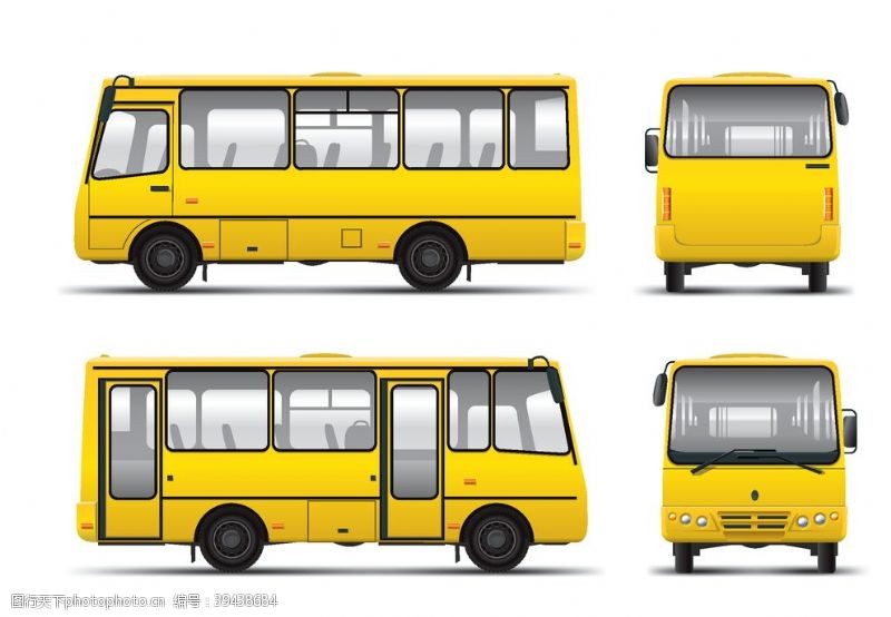 广告车黄色巴士矢量素材图片