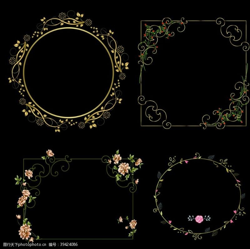 边框免抠素材金色简约花环图片