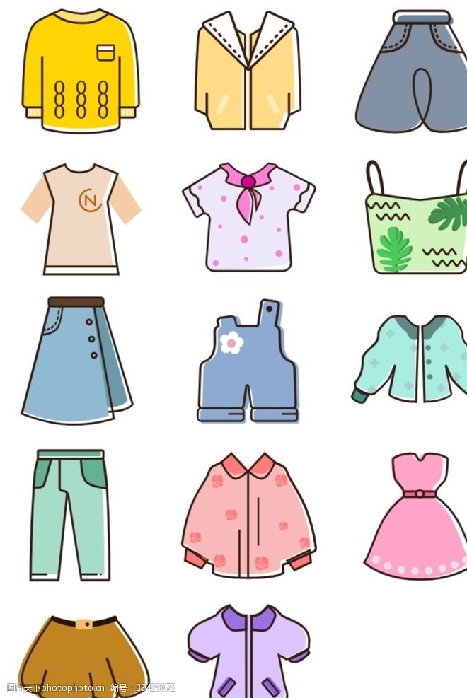 儿童衣服时尚服装衣服图标图片