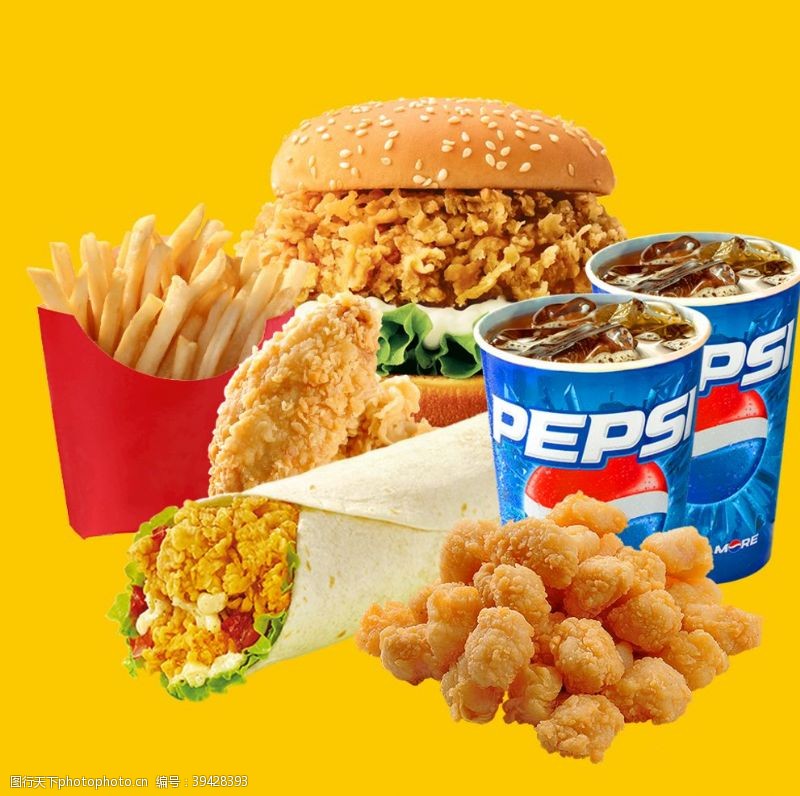 麦当劳双人套餐鸡米花餐厅KFC图片