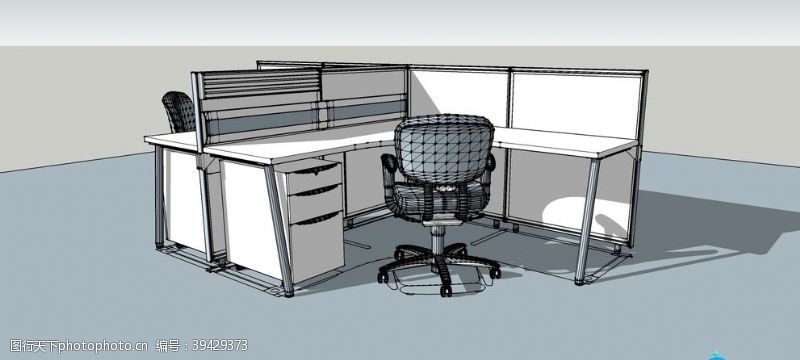 办公室设计SU办公室家具模型图片