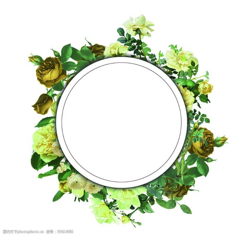 绿叶相框圆形花环图片