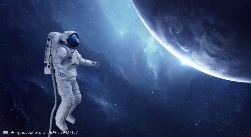 宇航员星球插画卡通背景海报素材图片