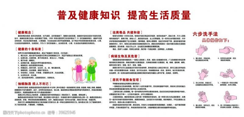 六步洗手法健康教育宣传栏图片