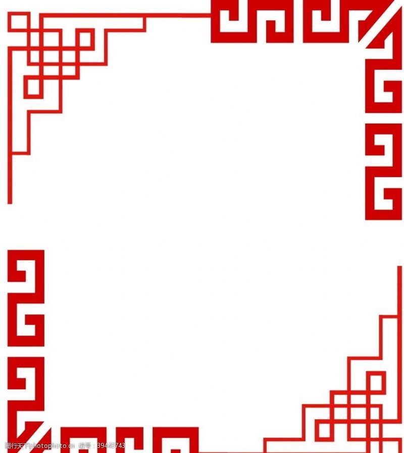 中国风素材边框红色中国风窗格花边图片