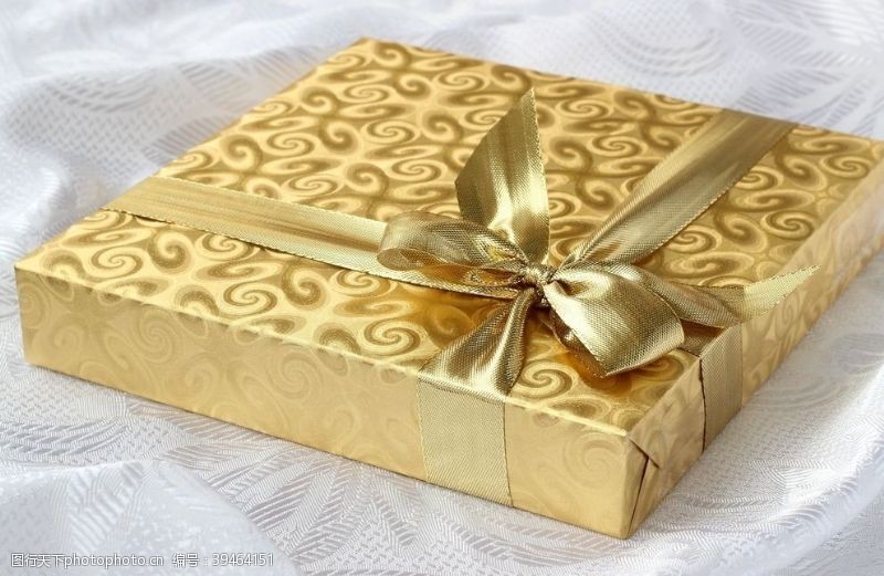 装饰物金色礼物盒图片