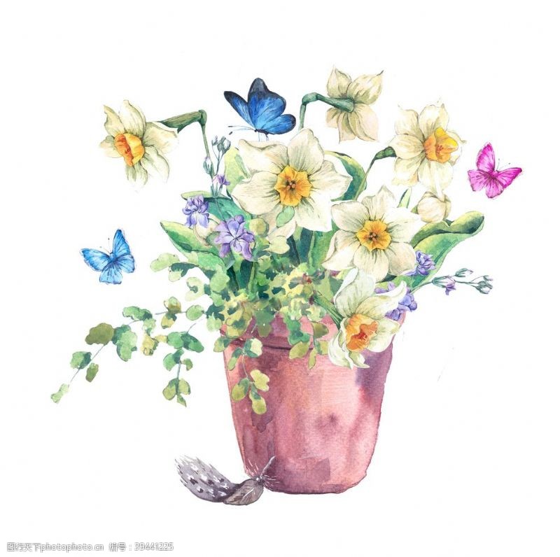 花束装饰手绘水彩花朵花束png素材图片
