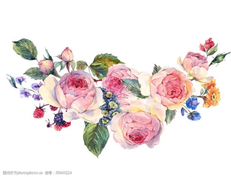 花束装饰手绘水彩花朵png素材图片