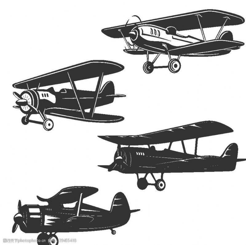 矢量交通工具复古飞机矢量素材图片