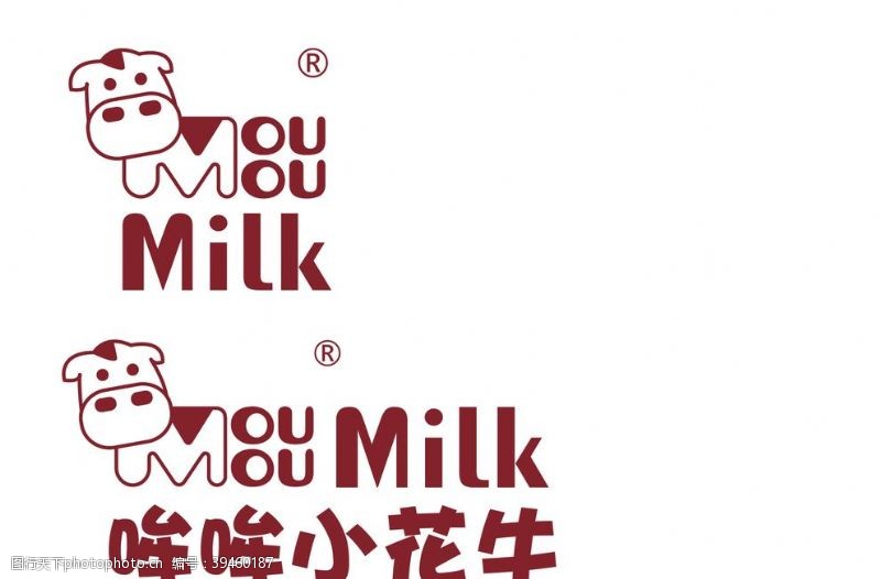 牛奶标志哞哞小花牛LOGO图片