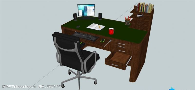 家具模型SU电脑办公桌模型图片