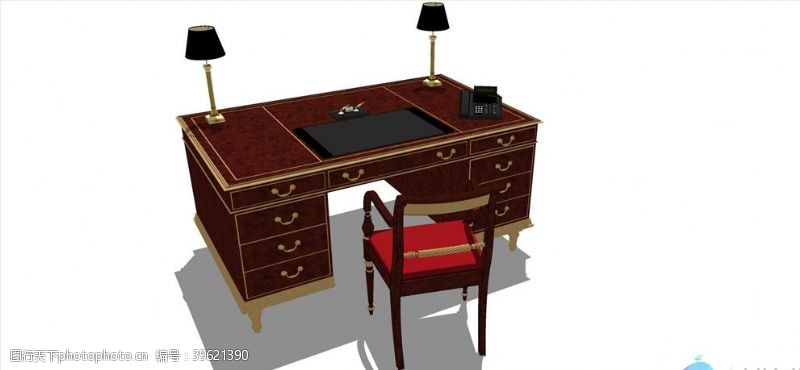 家具模型SU老板办公桌模型图片