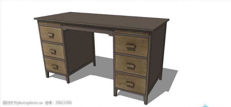 家具模型SU木质办公桌模型图片