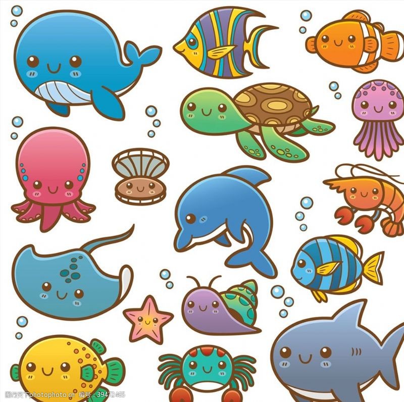 鲸鱼矢量卡通海洋动物图片
