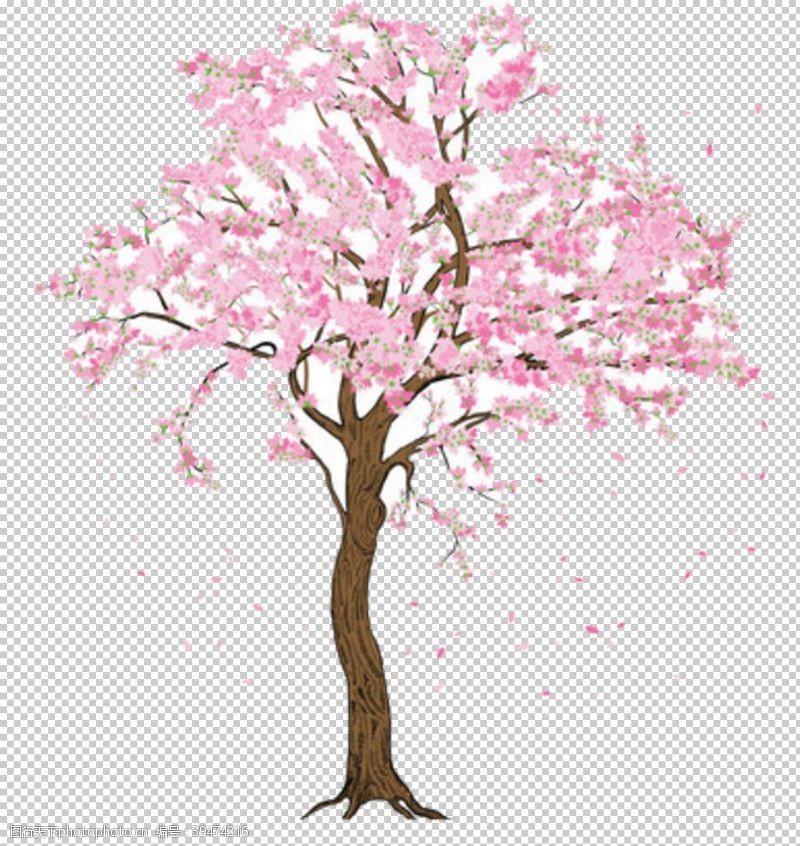 樱花公园手绘樱花素材图片