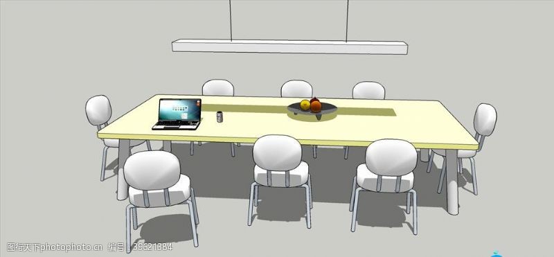 大型会议室SU会议桌模型图片
