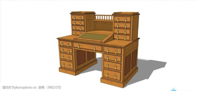 木质家具SU木质办公桌模型图片