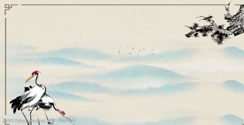 青茶中国风水墨背景图片