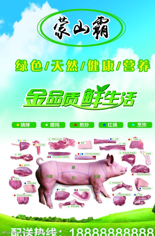 蓝天展板猪肉分布图图片