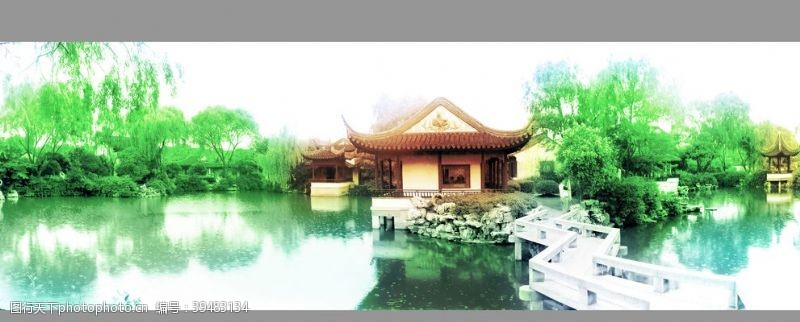 湖中小亭江南园林景观图片
