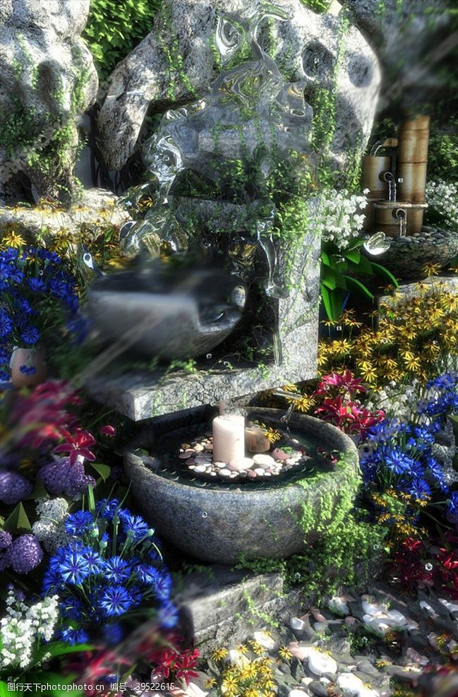 雕塑喷泉流水园艺小品3D模型图片