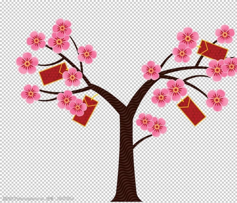 春天景色手绘桃花图片