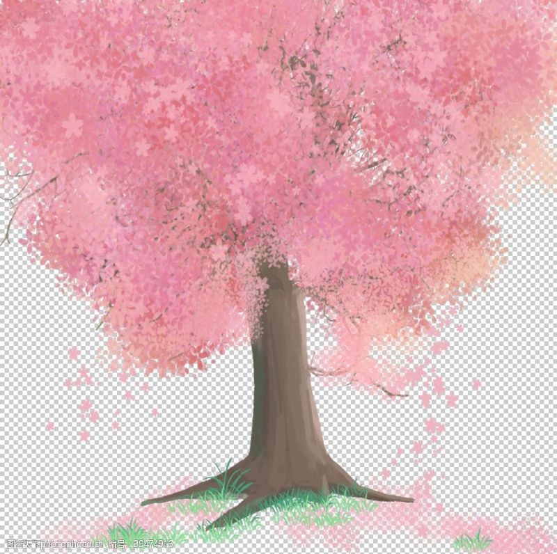 樱花季手绘桃花图片