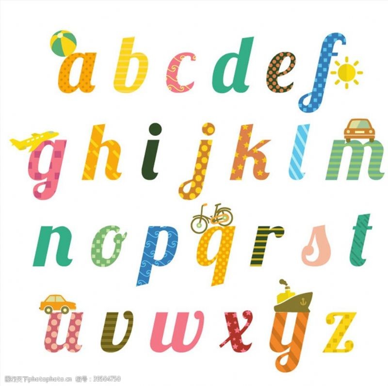 英文字母矢量素材童趣英文字母图片