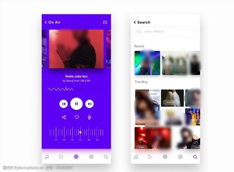 xd音乐紫色UI设计搜索页播放图片