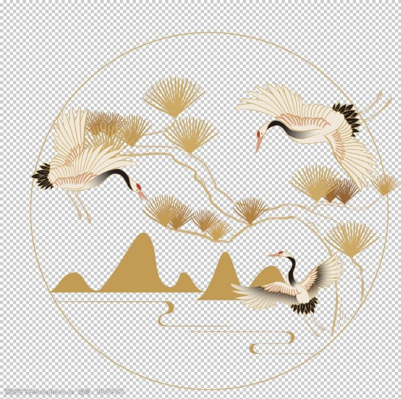 牡丹节仙鹤元素图片