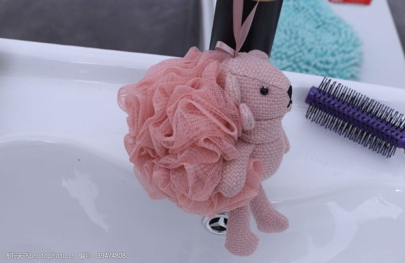 儿童洗澡小熊搓澡浴花球图片