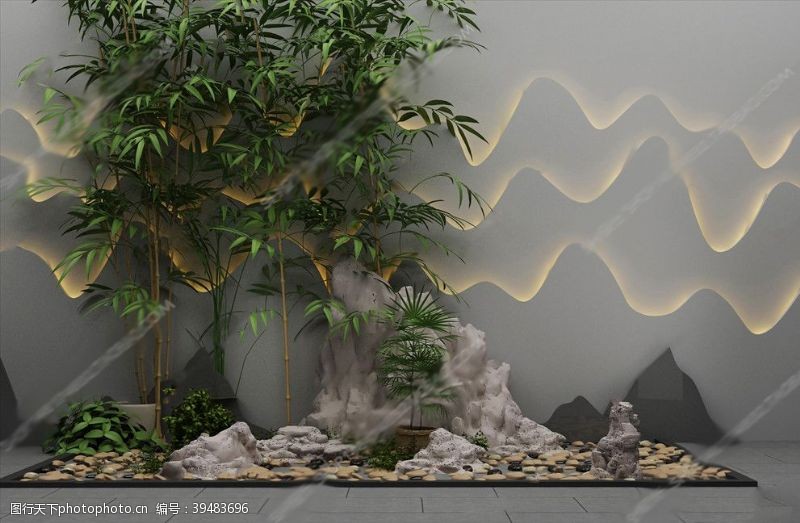 竹子盆栽新中式景观小品花池雕塑图片