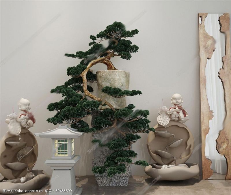 小竹椅子新中式景观小品花池雕塑图片