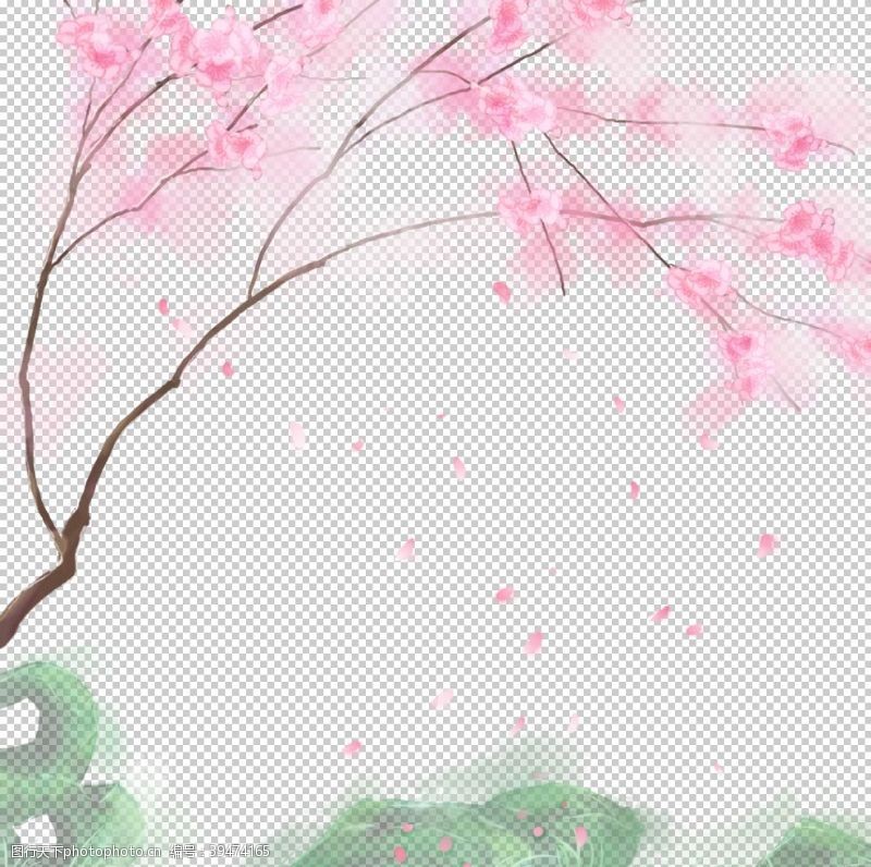 武大樱花樱花装饰素材图片