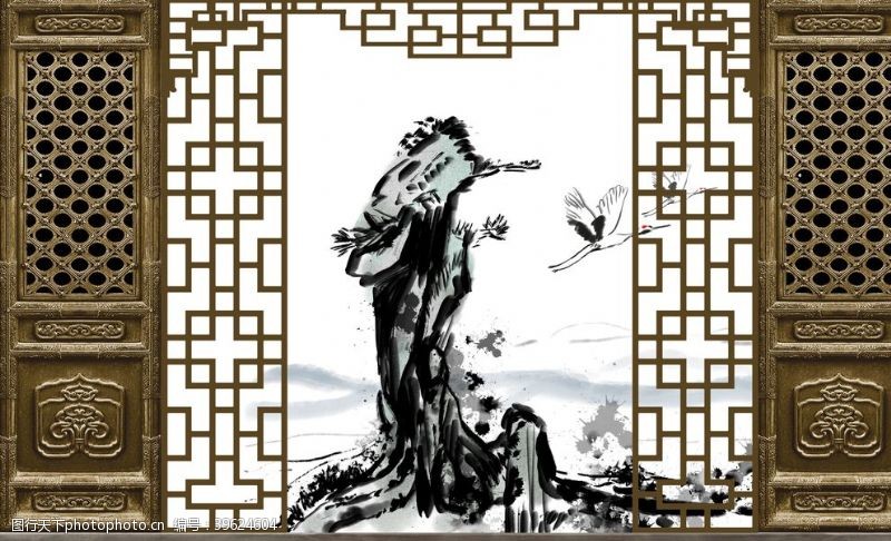 梅花手绘中国风背景墙图片