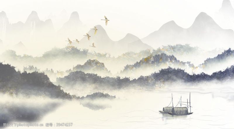 梅红背景中国风水墨背景图片