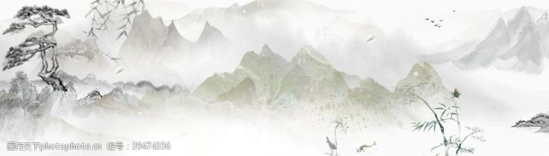 青茶中国风水墨背景图片